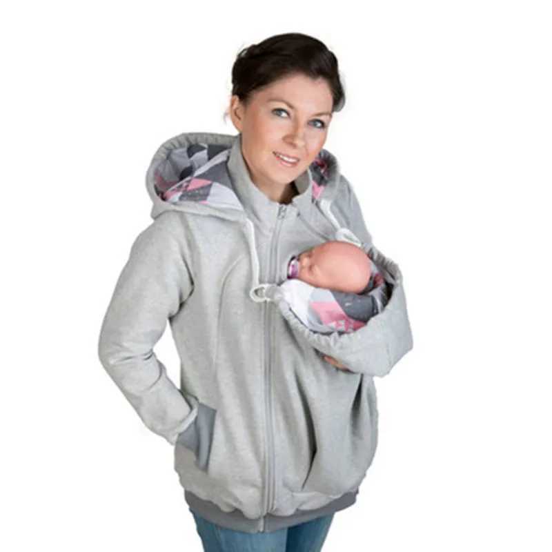 Pregnant womens hoodie jacket three in one hoodie winter kangaroo pocket pregnant womens sweater jacket W250207
