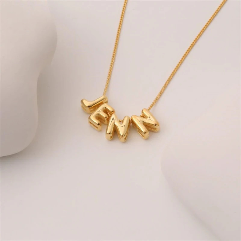 Bubble Letter Necklaces Custom 3D Bubble Letters Balloon Name Necklaces for Women 14K Gold Name Personalized Jewelry Gift 250206