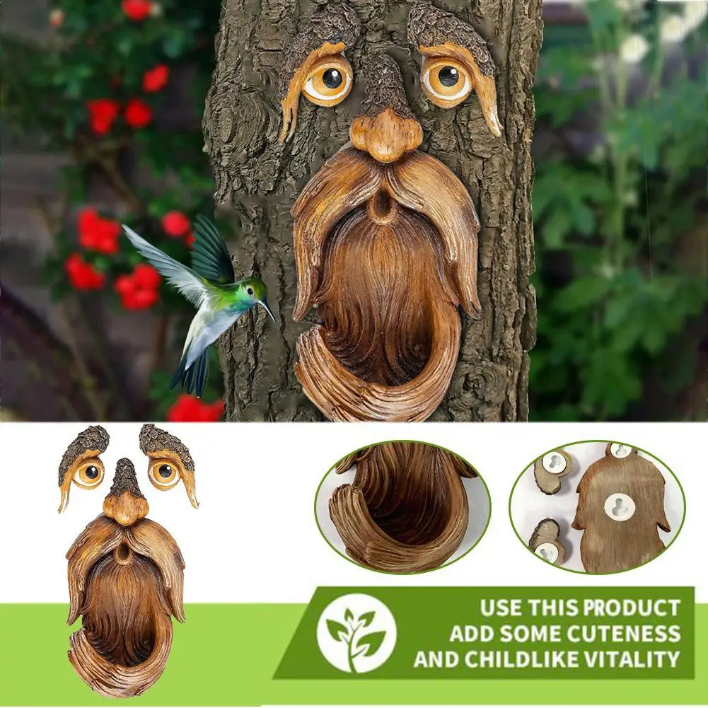 Bird Feeder Resin Tree Face Bird Feeder Courtyard Yard Garden Decorations Whimsical Tree Hugger Sculpture Art Decor 250207
