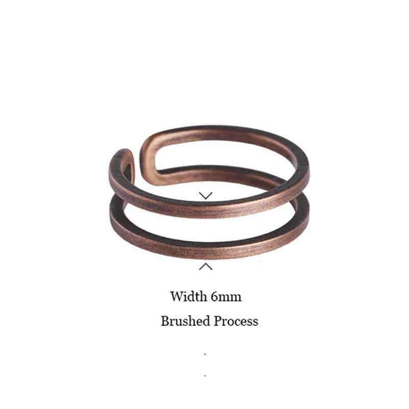 Hand Crafted Solid Copper Ring Special Design Process Black Size Adjustable Retro Punk Street for Couple Lover Accessories W250207