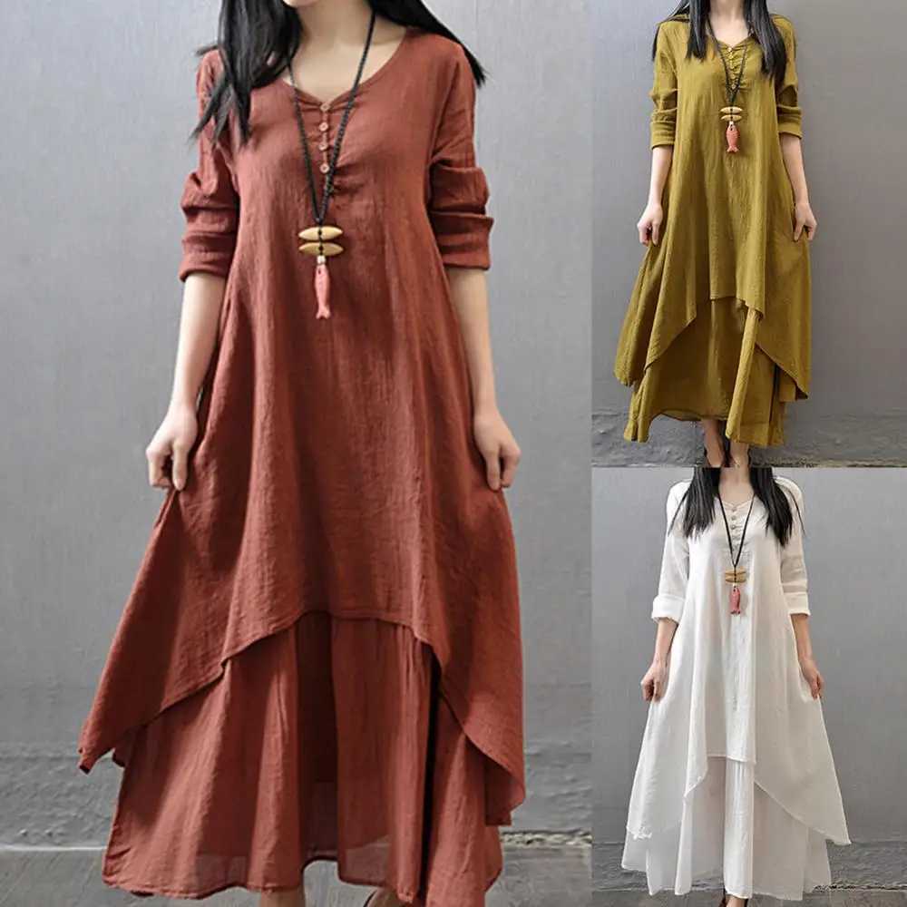 2024 New Spring Summer Bohemia Irregular Button Women Ele Pocket Dress Korean V-Neck Short Sve Loose Solid Midi DressesXJ2500207