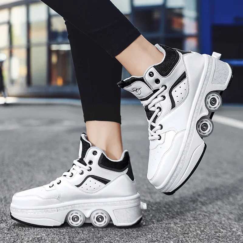 Deformation Parkour Four Wheels Rounds Of Running Shoes 2024 Casual Sneakers Unisex Deform Roller Shoes Skating Shoes W250207