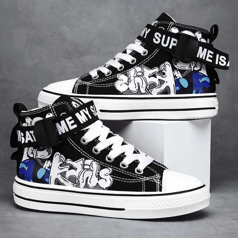 Brand Kids High Top Canvas Shoes Trendy Children Non-slip Skateboarding Shoes Boys Girls Outdoor Comfortable Sports Tennis Shoes W250207