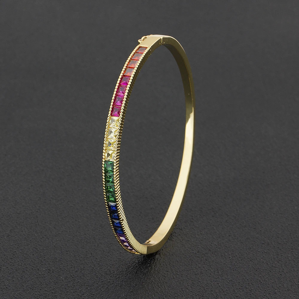Nidin Fashion Bracelets Top Quality Copper Zirconia Cuff Bangle Jewelry For Female Women Party Wedding Gift 250207