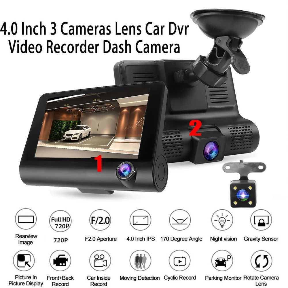 Car DVRs Car DVR Video-Recorder 3 Lens Video Recorder Dash Cam Night Vision Camcorder with back up Camera Auto Registrator G sensors car dvr H250206