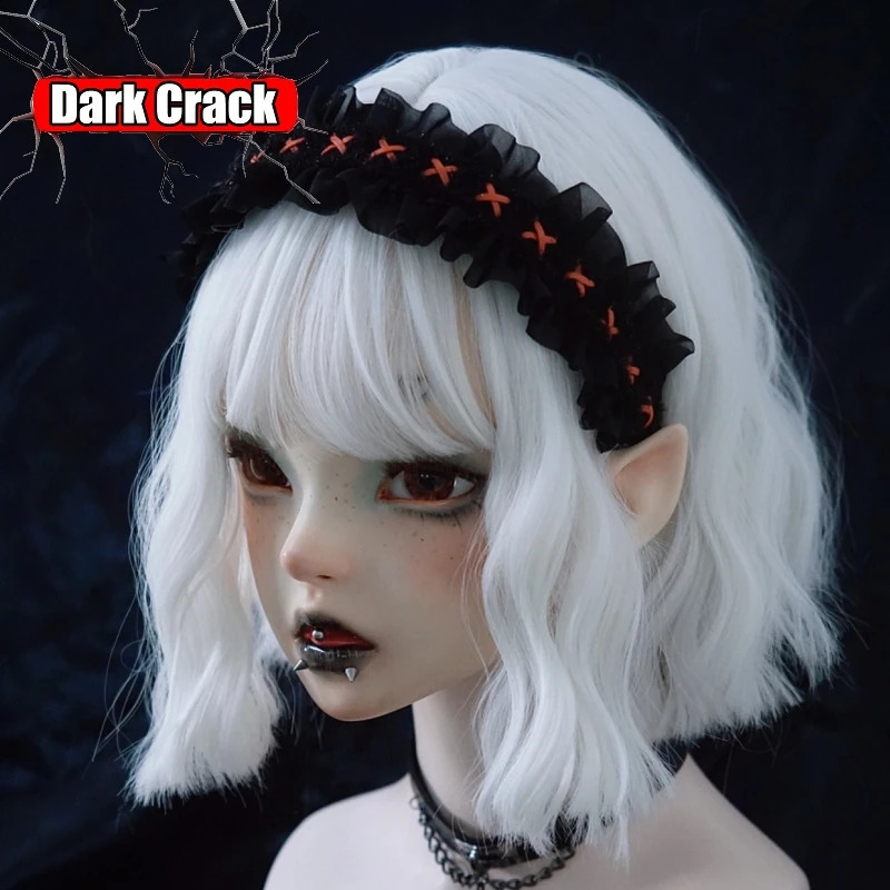 Y2k Harajuku Gothic Punk Lolita Spicy Girls Womens Headwear Original Handmade Leaf Border Black Red Headband Hair Hoop 250207
