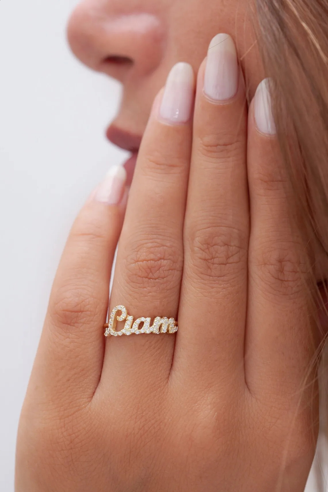 Crystal Stone Custom Name Ring For Women Diamond Letter Pendant Wedding Jewelry Gift 250206