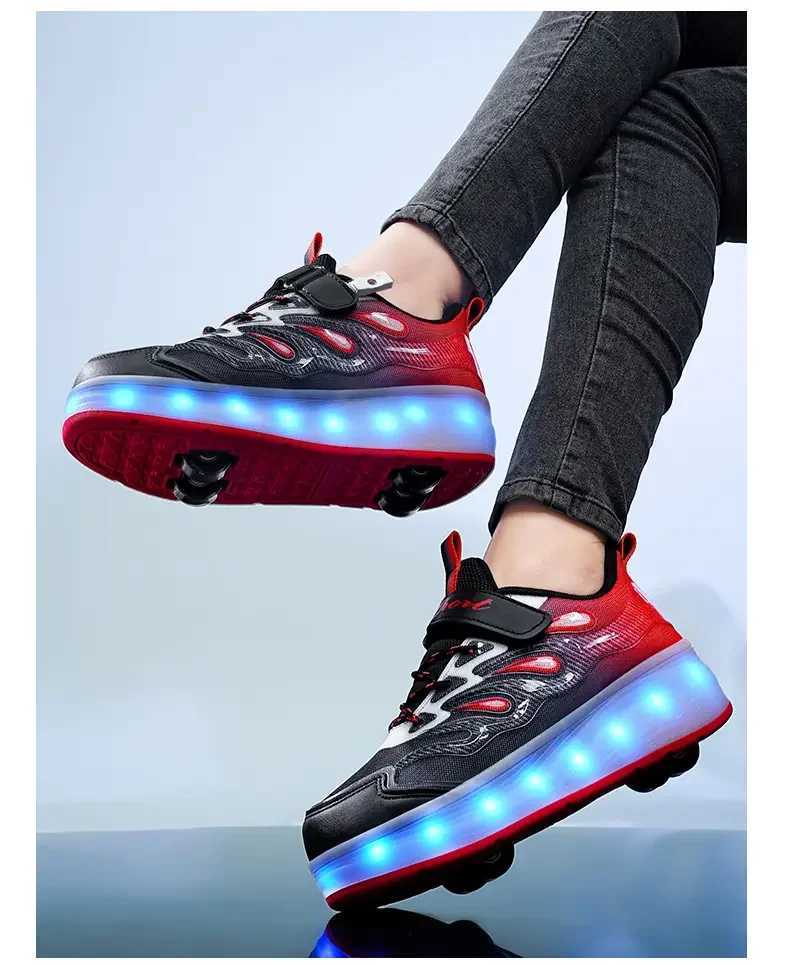Fashion Roller Skate Shoes Kids Children Casual Sports Toy Gift Games Boys 4 Wheels Sneakers Girls Boots Ultra Light Rollerskate W250207