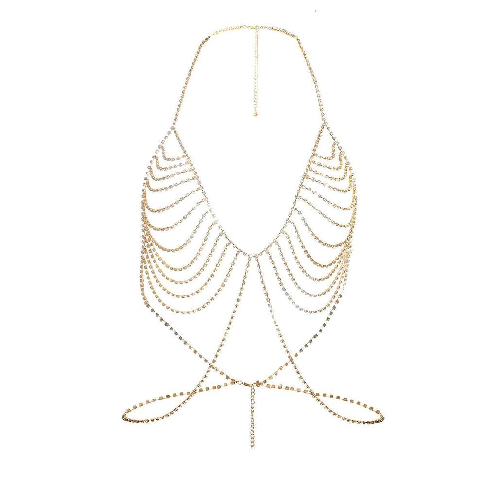 2024 New Trend Hanging Neck Stripe Rhie Chest Nightclub Women's Body Chain Jewelry
