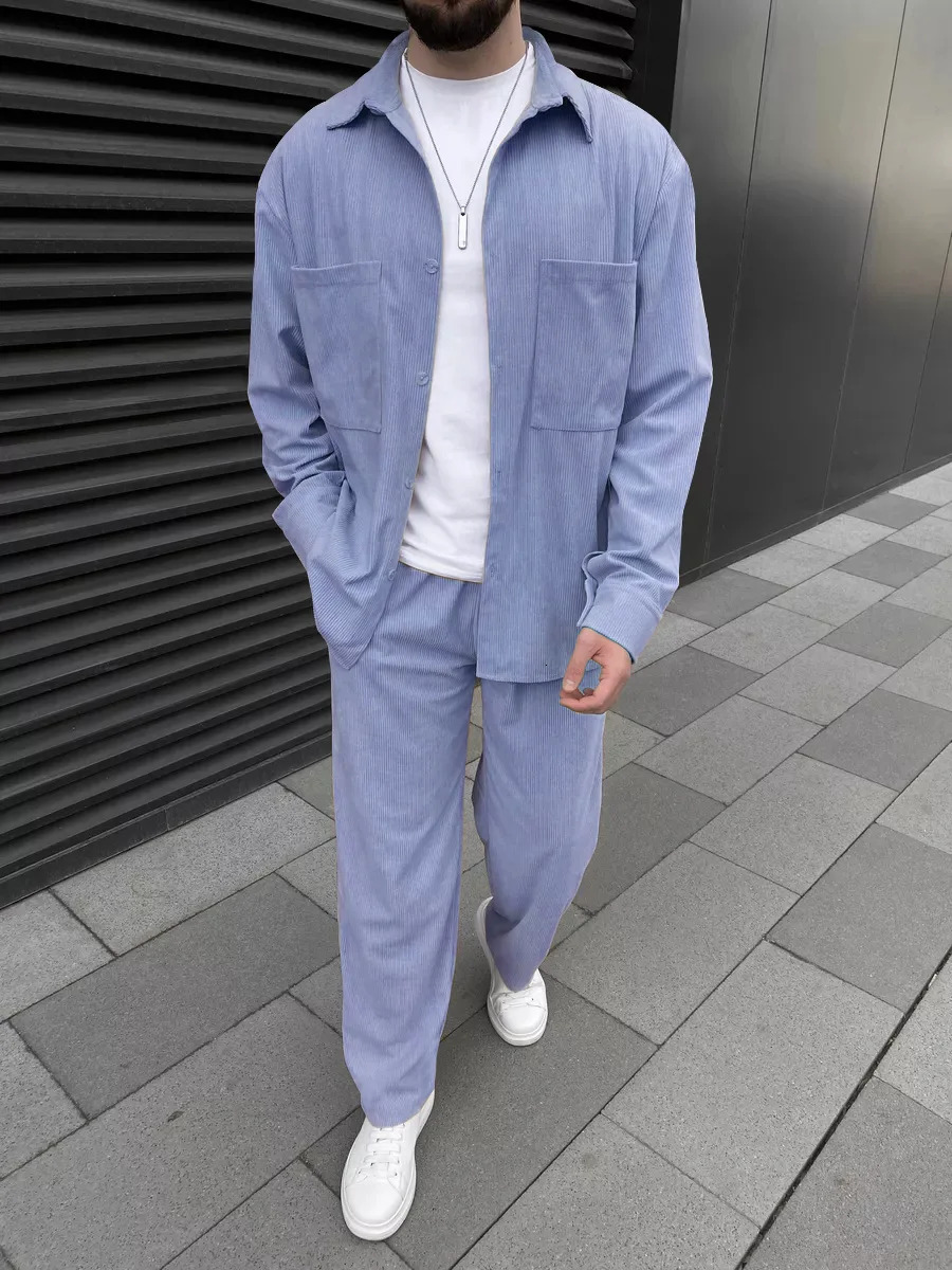 solid color mens chest pocket n simple daily fashion long sleeved highquality classic style 250207