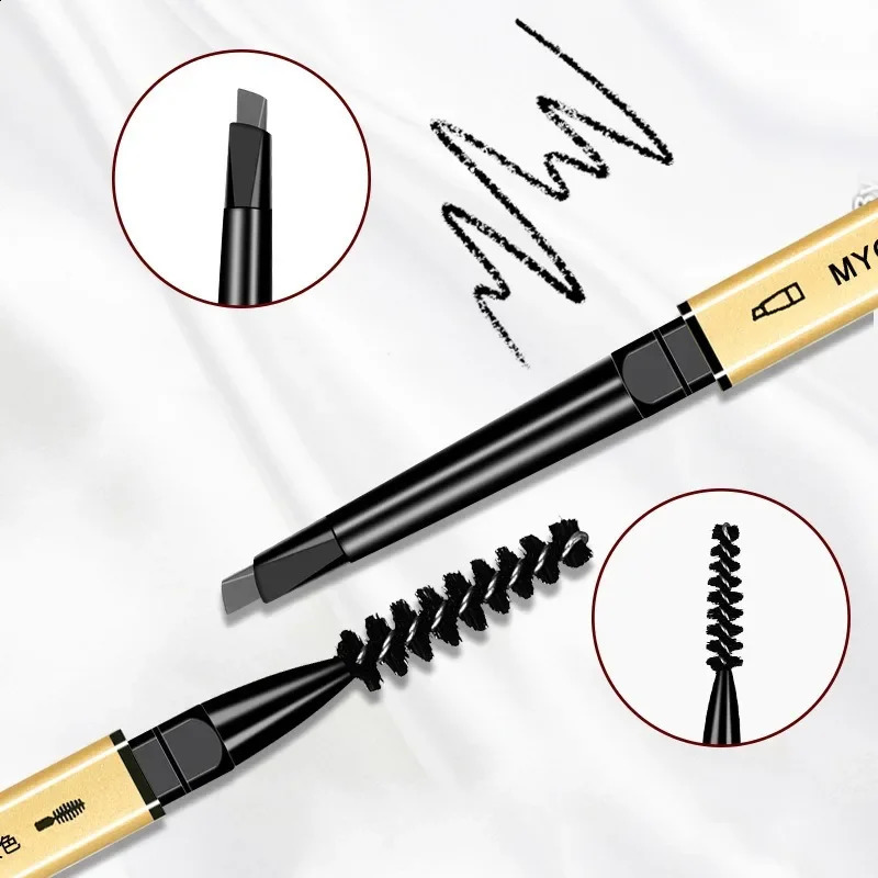 Small Gold Bars Doubleend Ultrafine Eyebrow Pencil Triangle Pen Refill Brow Brush Draw Stereoscopic LongLasting Brows 250108