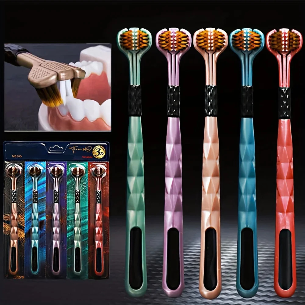 5 Pieces Three Sided Toothbrush Complete Teeth Gum Care Pretty Good Angle Clean Each Tooth Soft and Gentle 250206