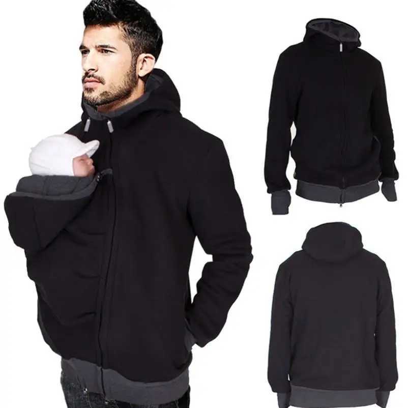 2024 New Autumn Winter3-in-1 Detachable Baby Sleeping Bag Multifunctional Kangaroo dad Hooded Sweater Jacket mens W250207