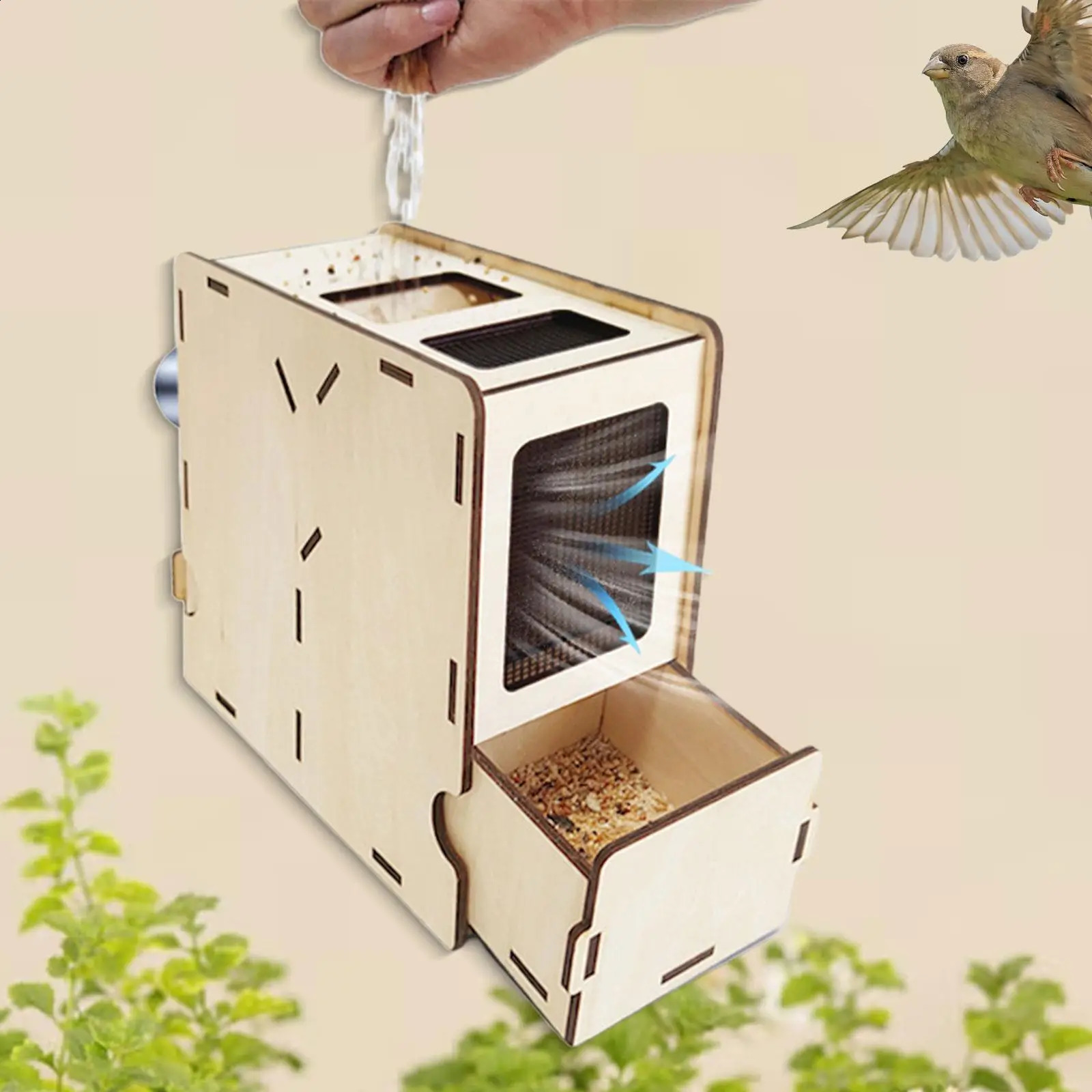 Bird Food Blowing Machine Grain Blown Shell Machine Splitter Separator DIY Wooden Assembly Box for Park Farm Shops Household 250121