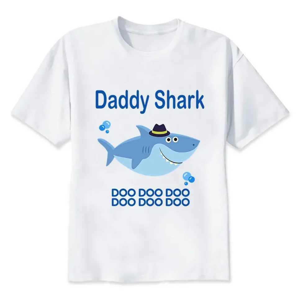 Matching Family Outfit For Birthday Shark Theme T-shirt Birthday Kids Funny Party Family Look Clothes Father Mother Daughter Son W250207