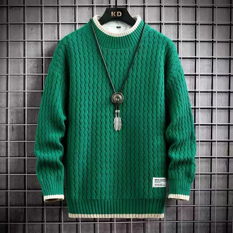 Winter Harajuku Sweater Men Casual O-Neck Pullovers High End Mens Striped Sweaters Male Thick Warm Pull Homme M-4XL 250206