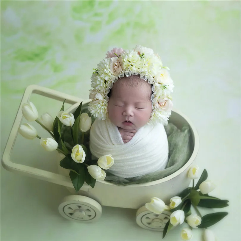 Pink Sunflower Garden Floral Bonnet Hat Knit born Flower Bonnet Pography Shoot Baby Girl Hat Po Props 250206