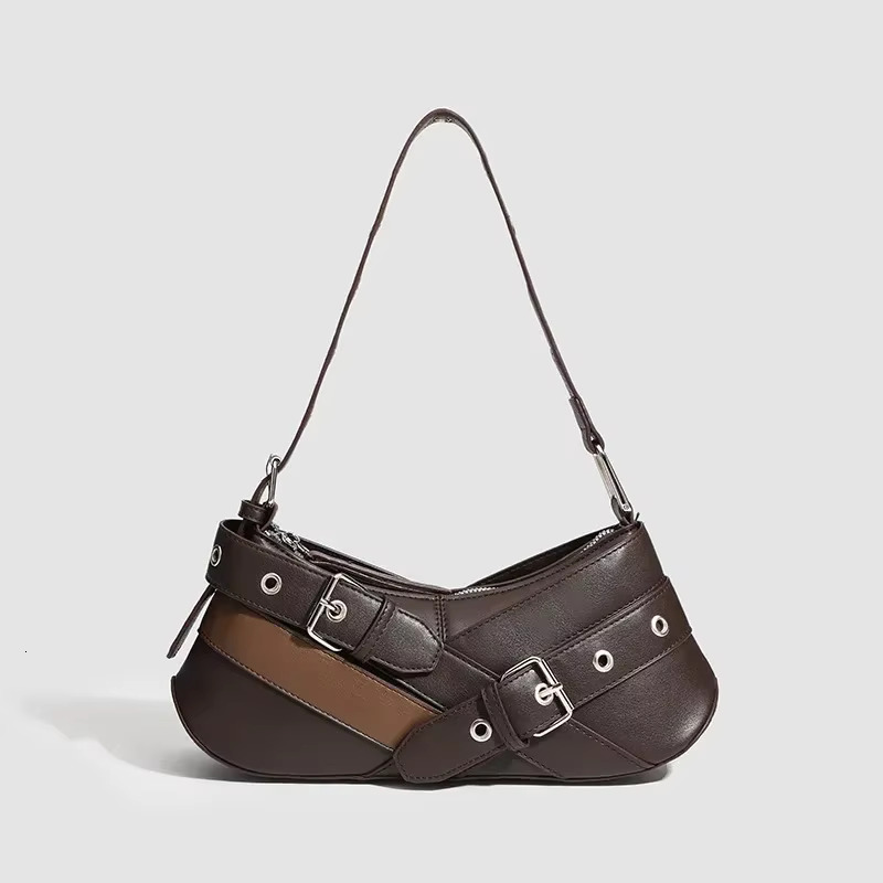 Vintage Belts Deco Women Shoulder Bags Designer Armpit Punk Motorcycle Bag Pu Leather Lady Handbag PU Casual