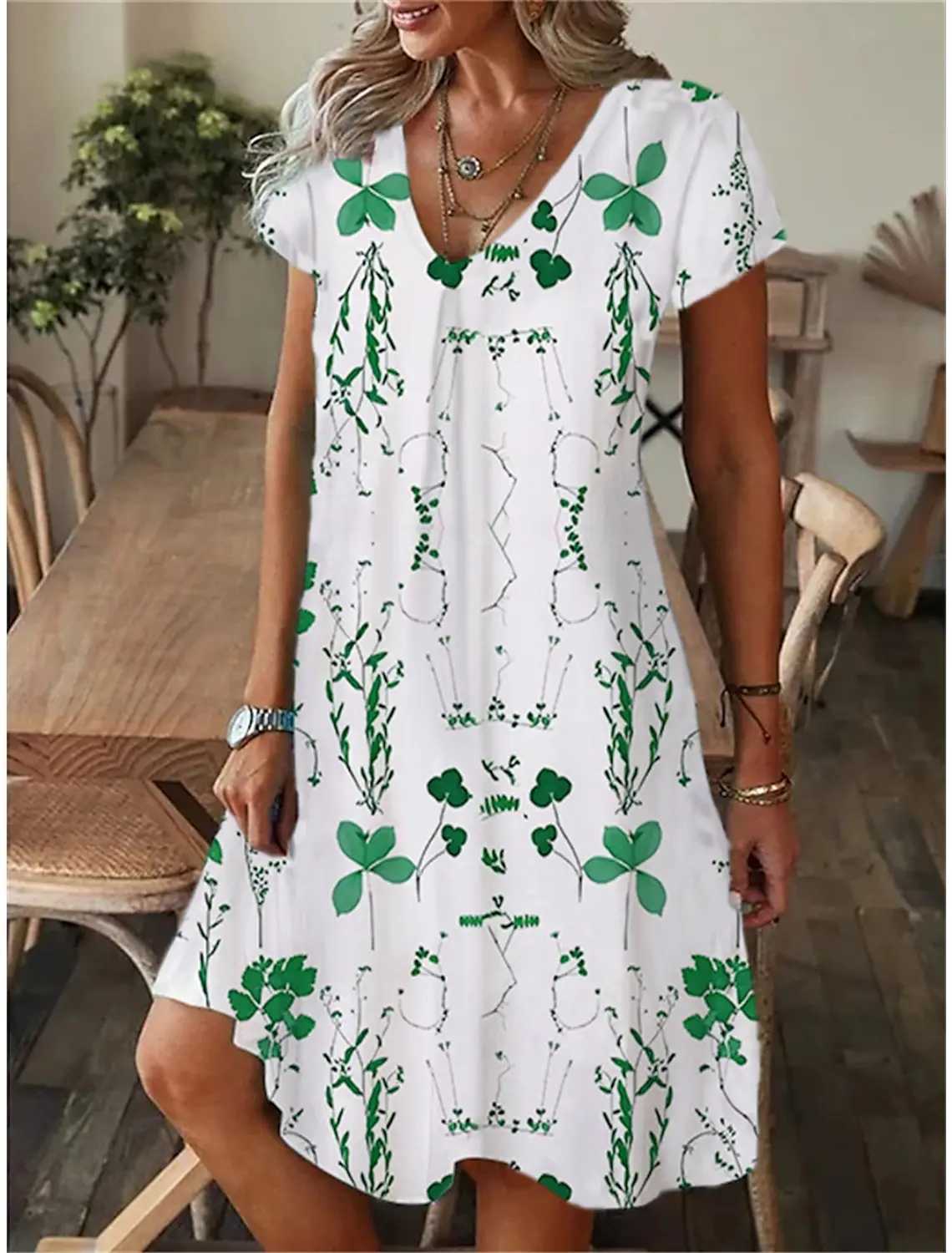 Womens Casual Loose Fitting Short Sved Dress T-shirt Style Mini Dresses Summer Casual Loose Dress VestidosXJ2500207