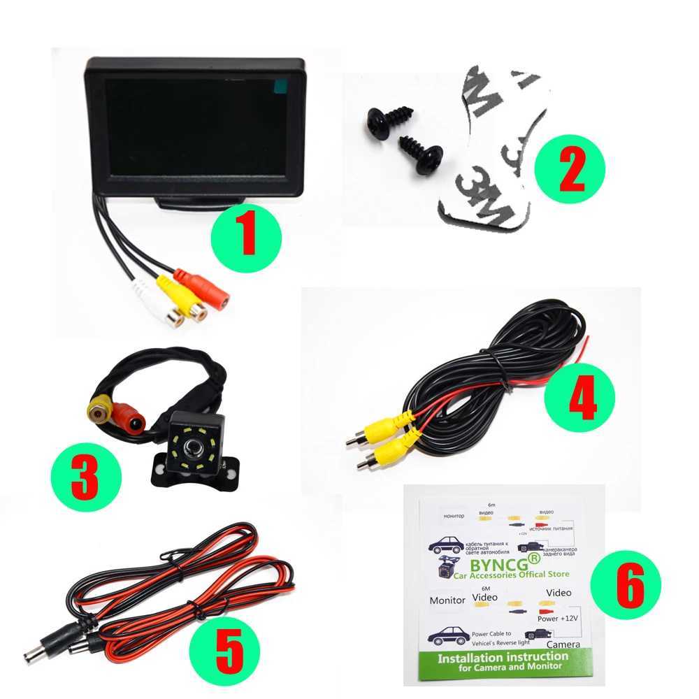 Car DVRs Car Rear View Camera Wide Degree 4.3 TFT LCD Display or Monitor Waterproof Night Vision Reversing Backup 2In1 Parking Revere car dvr H250206