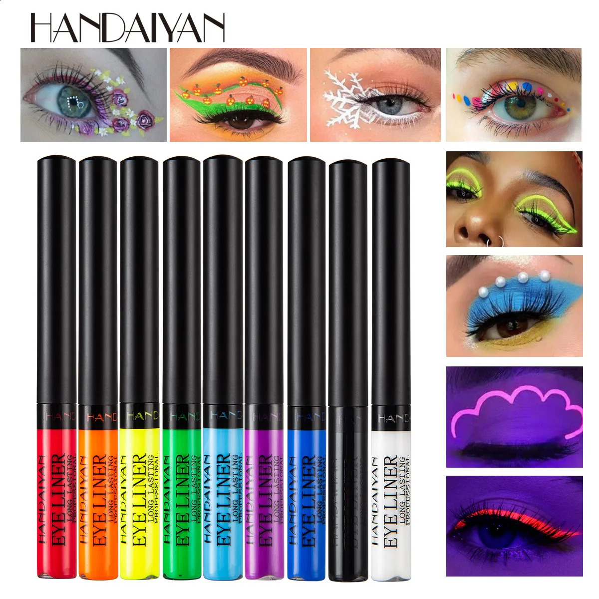 UV Light Neon Eyeliner Pen Eyes Makeup Red Waterproof Liquid Color Eye Liner Pencil Make Up Cosmetics Yellow Matte Purple Pen 250206