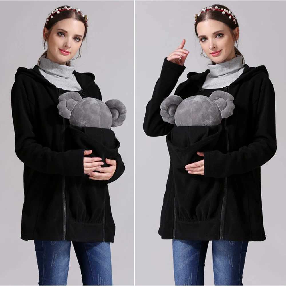 Winter Maternity Clothes Pregnancy Hoodies Jackets Kangaroo Coat Baby Carrier Clothing Casual Warm Hooded Mommy Outerwear W250207