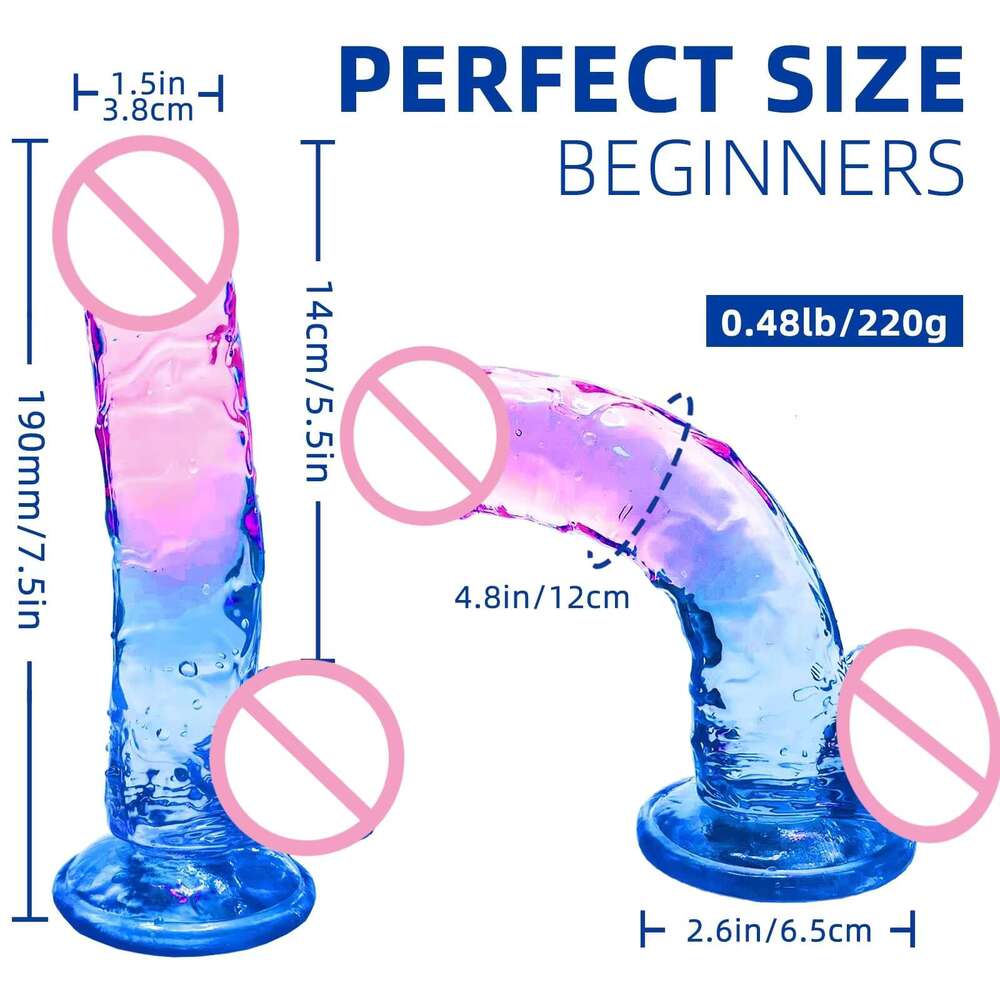 Realistic Clear Silicone Gradient Dildo for Women Hand Free Play Flexible Soft Dong Adult Sex G-spot Dildos Toys