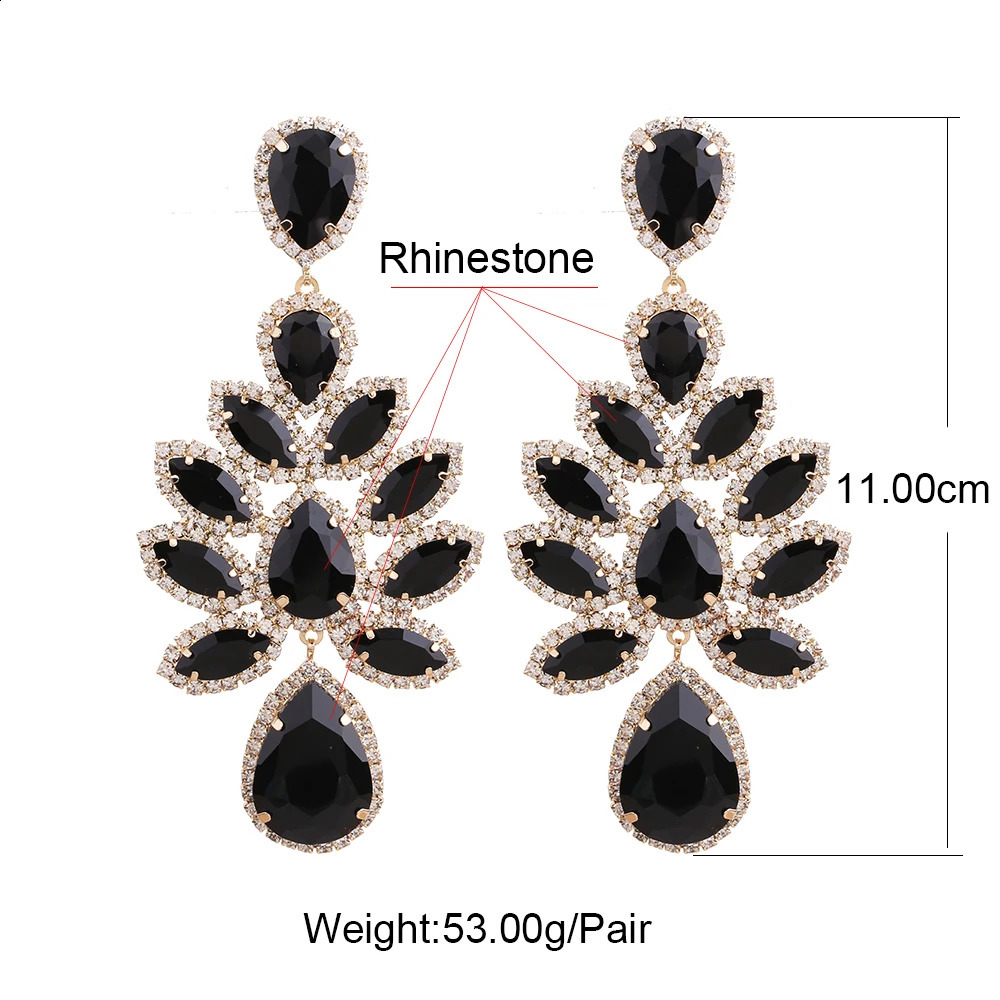 Novelty Shiny Rhinestone Flowers Dangle Earrings For Women Fashion Jewlery Evening Dress Statement Earrings Accessory 250117