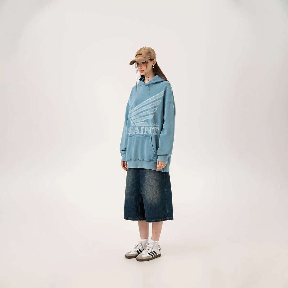 FTF washed old stir fried salt vintage looped hoodie Saint Michael trendy hooded sweatshirt