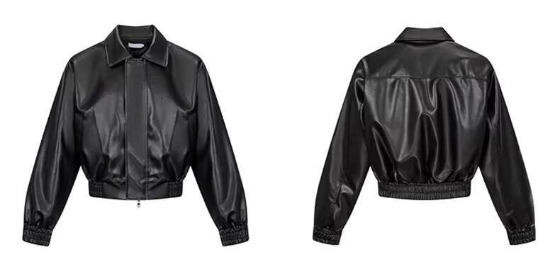 Men's Leather Jacket Mauroicardi Spring Autumn Cool Oversized Short Black Soft Pu Leather Jacket Men Zipper Designer American Vintage Clothes