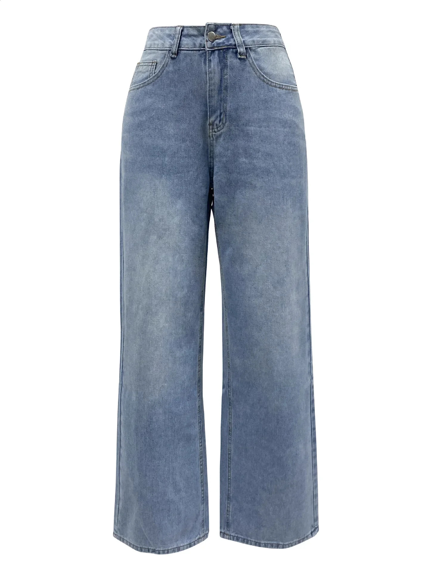 WideLeg Pants Girl Loose Jeans Retro American Style Women Long High Waist Straight Denim 250206