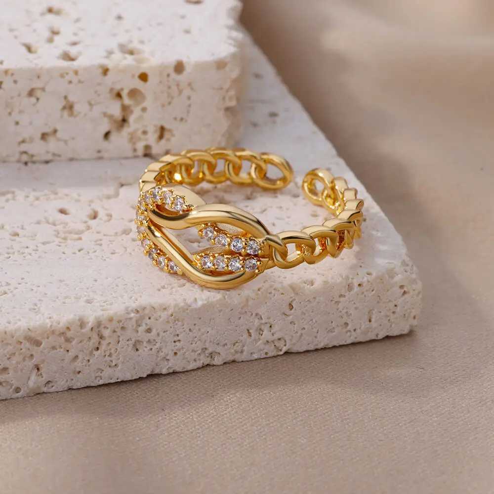 Infinity Rings for Women Girls Luxury Zircon Stainless Steel Ring 2023 Trend Couple Wedding Aesthetic Jewelry rings women W250207