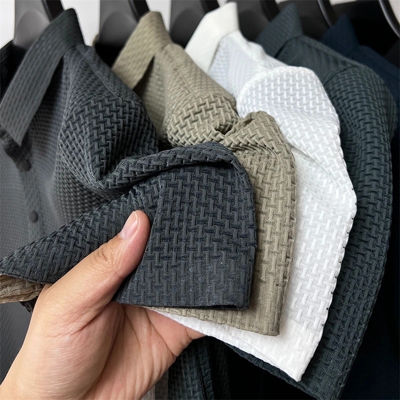 Summer Mens Short Sleeve T-shirt Cool and Breathable POLO Shirt Business Casual Sweat-absorbing Top 250206