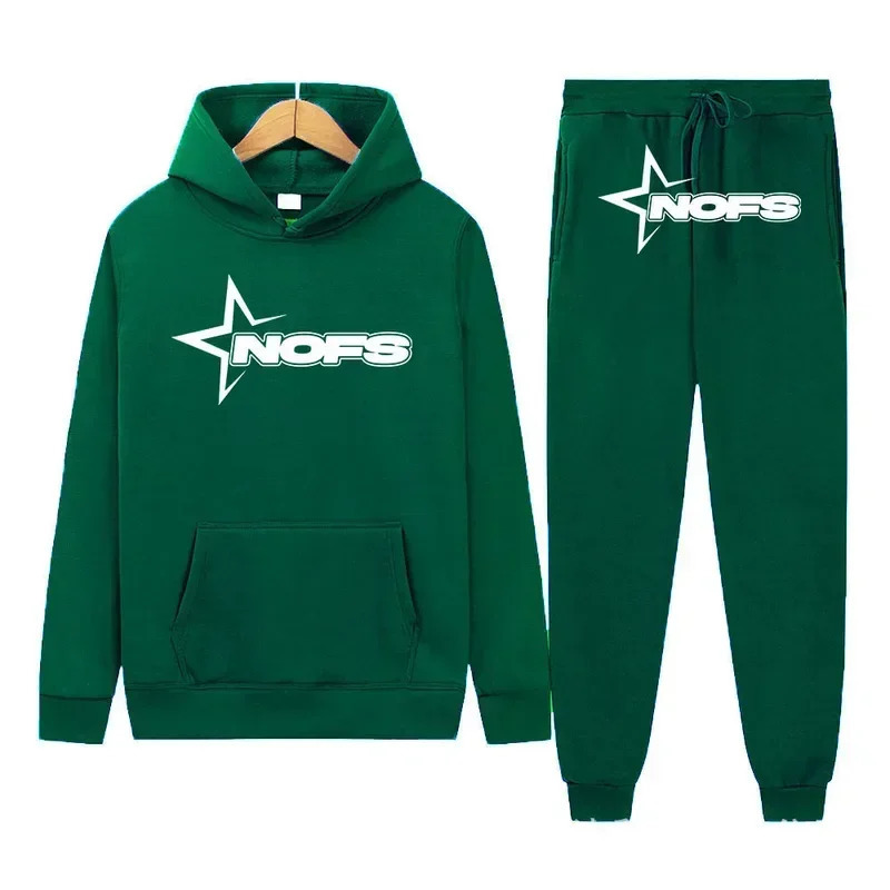 NOFS printed mens sportswear hoodie and jogging pants 2piece gym set Conjun 250207