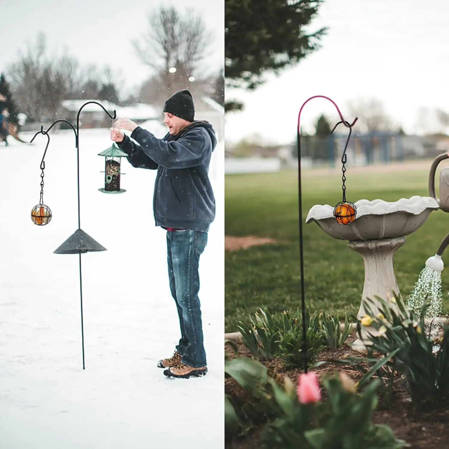 4Pcs Metal Suet Ball Bird Feeder Set with Hanging Chain Squirrel Proof Bird Feeders for Outdoor Garden Hummingbird Feeders 250121