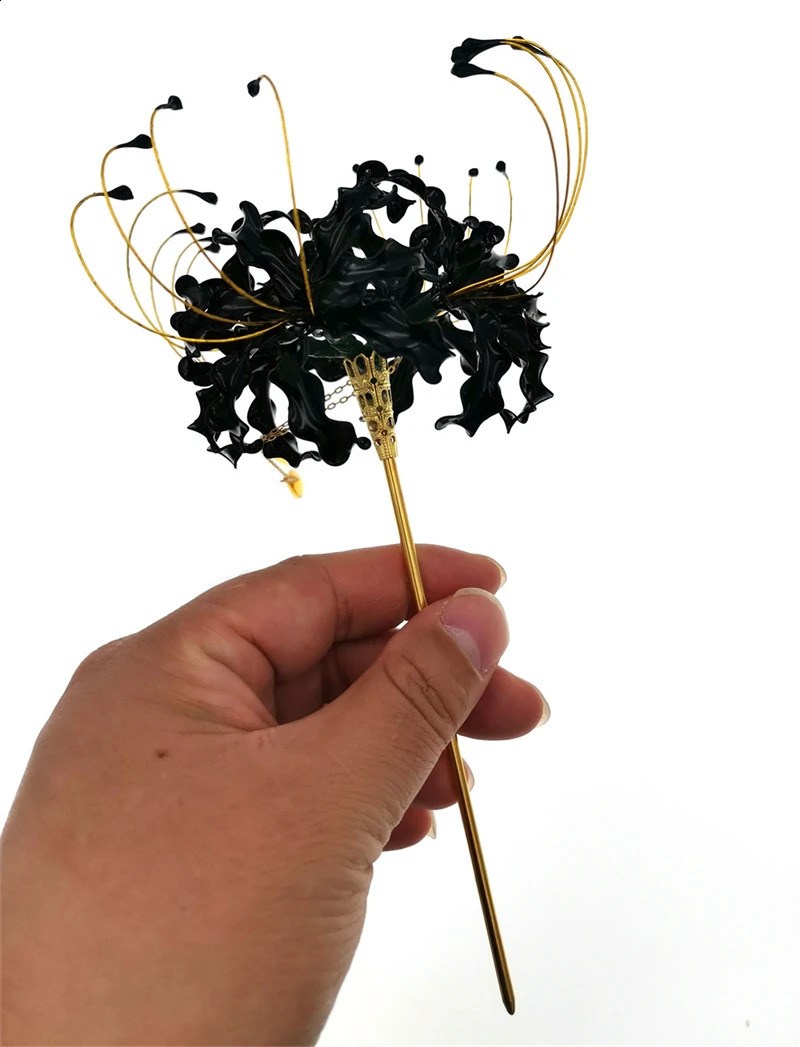 Handmade Lycoris Radiata Flower Hairpin Kanzashi Hair Stick for Kimono Hair Accessory Cosplay Decor Ornament Women Girl Jewelry 250120