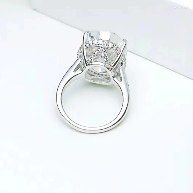 Cluster Rings Big Luxury Lab Diamond Ring 20ct Vintage Silver 925 Jewelry For Women