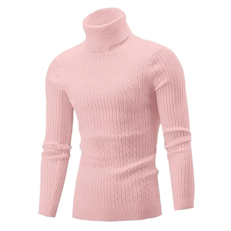 Mens Turtleneck Sweater Knitting Sweater Warm Fitness Leisure Mens Sweater Coat 250206