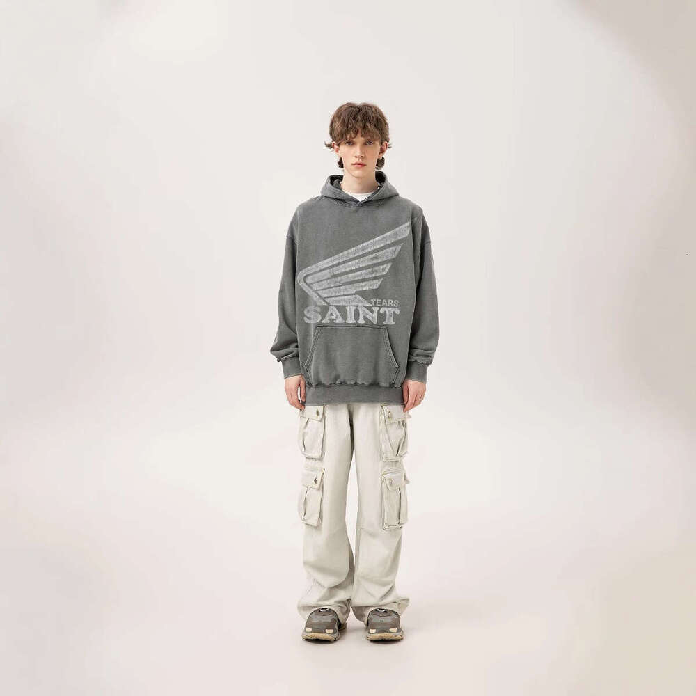 FTF washed old stir fried salt vintage looped hoodie Saint Michael trendy hooded sweatshirt