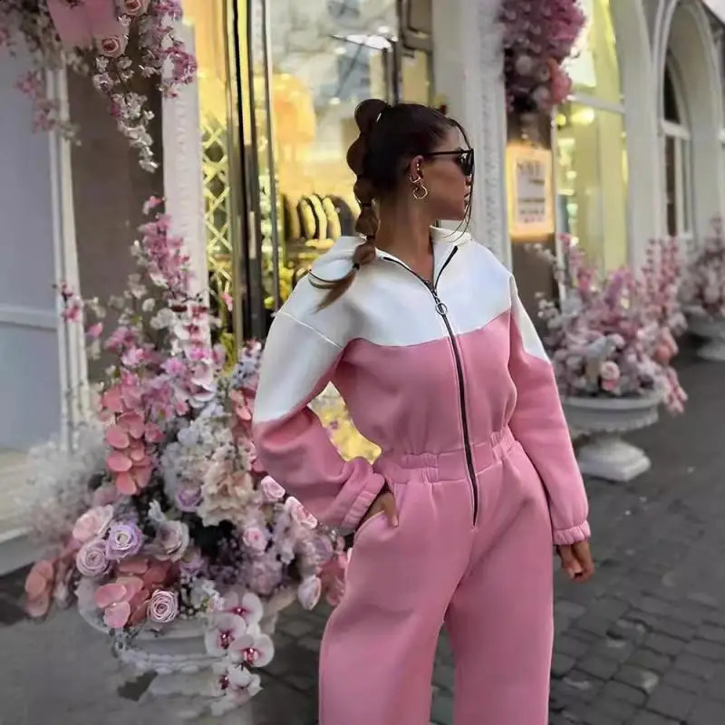 Retro Womens Clothing Women Street Style Sports Casual Color Pantsuit Fashion Long Sleeve Pantsuit Women 250107