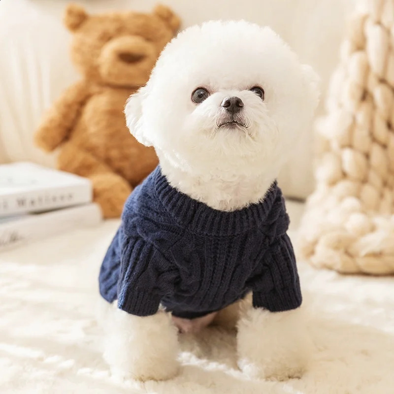 Winter Dog Knitted Sweater Fashion Solid Dog Clothes Warm Puppy Pullovers Cute Cat Turtleneck Pet Sweater Bichon Frise Clothes 250206