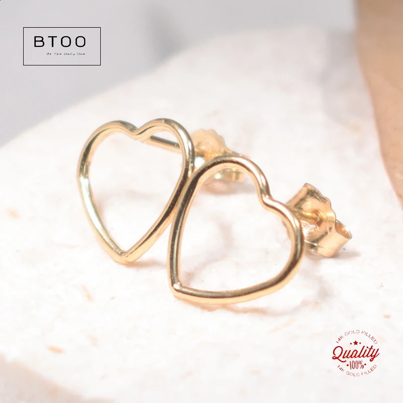 14K Gold Filled 10mm Heart Earrings Minimalism Jewelry Gold Filled Stud Earrings Brincos Pendientes Oorbellen Boho Women Earring 250207