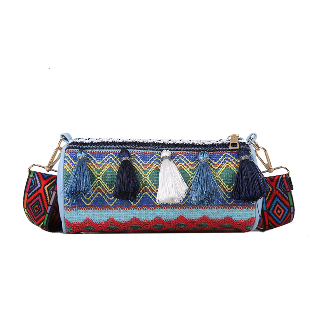 New Women Tassel Crossbody Fashion Bohemian Ethnic Style Color Embroidery E Cyder Girls Satchel Shoulder Bag Polyester Casual