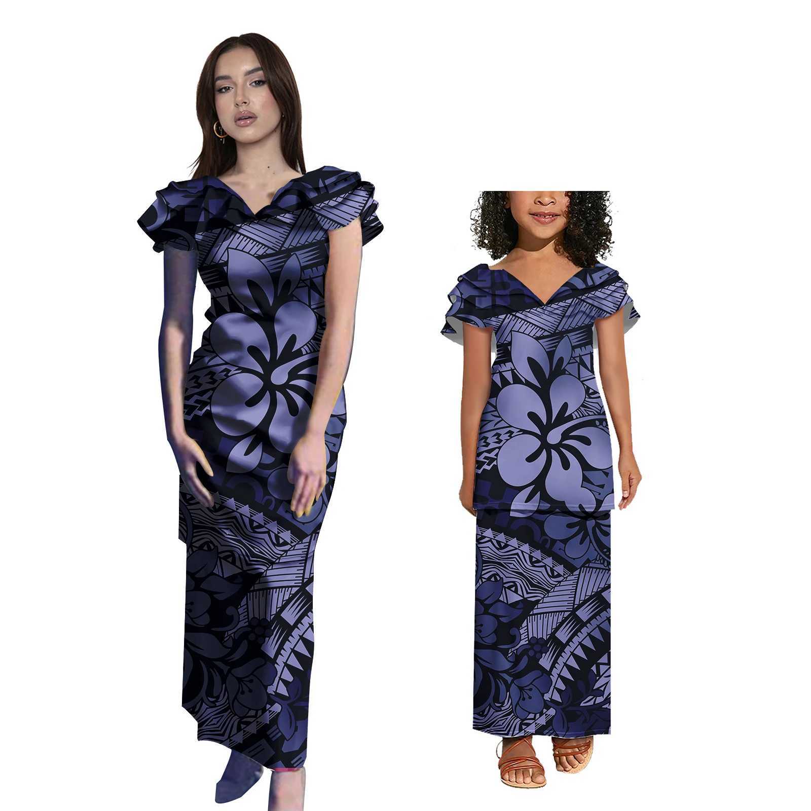 Girls clothing set Polynesian tribe Samoa tattoo printing custom matching family clothing set childrens clothing set W250207