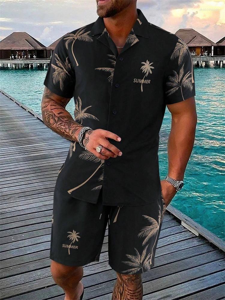 Men's Tracksuits Hawaii Short Sleeve Shirt Beach Shorts 2 Pcs Set Comfortable Men Casual Flower Summer Breathable Male Suits