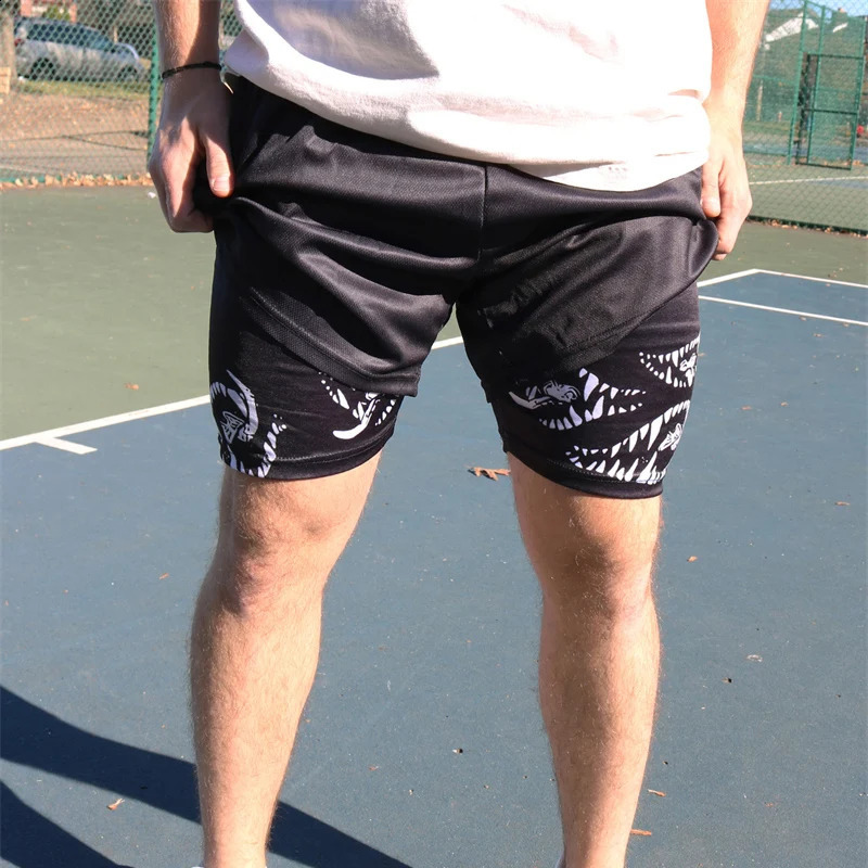 Berserk Print 2 in 1 Running Shorts for Men Gym Workout Fitness Athletic Shorts with Pockets Summer Activewear Quick Dry Stretch 250206