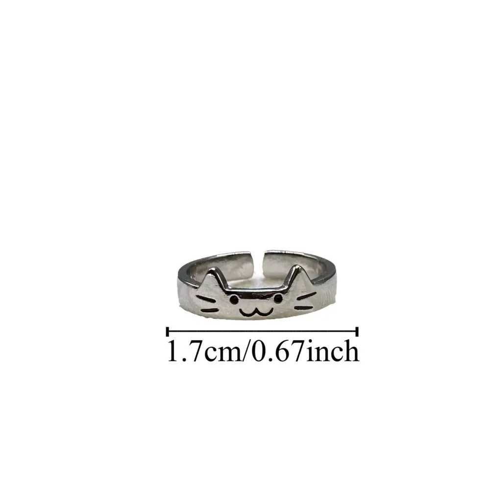 Creative Geometric Animal Couple Ring Dull Polish Cute Dog Cat Opening Ring Jewelry Alloy Valentines Day Gift Women Men W250207