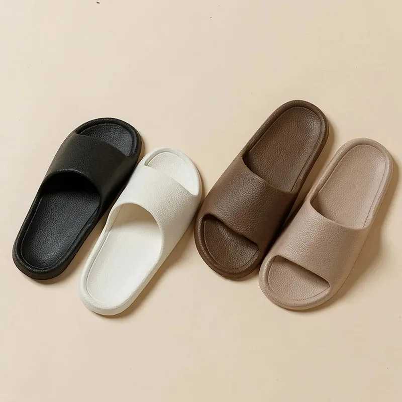 Women Home Slippers Beach Slides Solid Color Mens Thick Sole Indoor Bathroom Anti Slip Shoes Summer Couple SandalsXJ250207