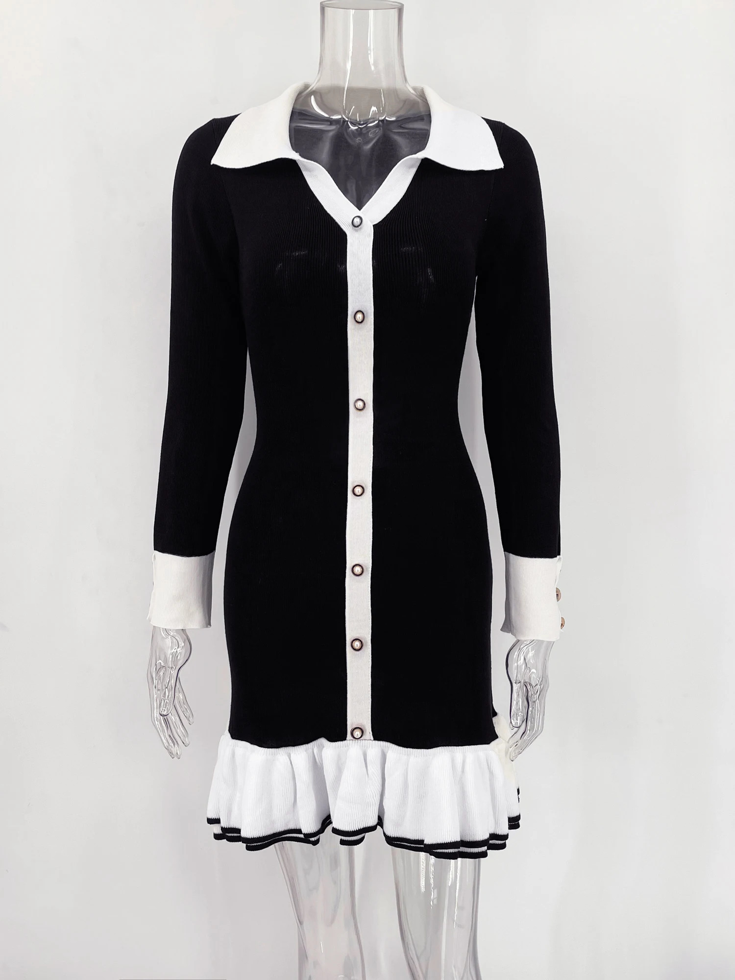 Ruffled Bow Knit Mini Dress Summer Backless Contrast Cardigan LaceUp Elegant Female Knitwear Bandage 250206