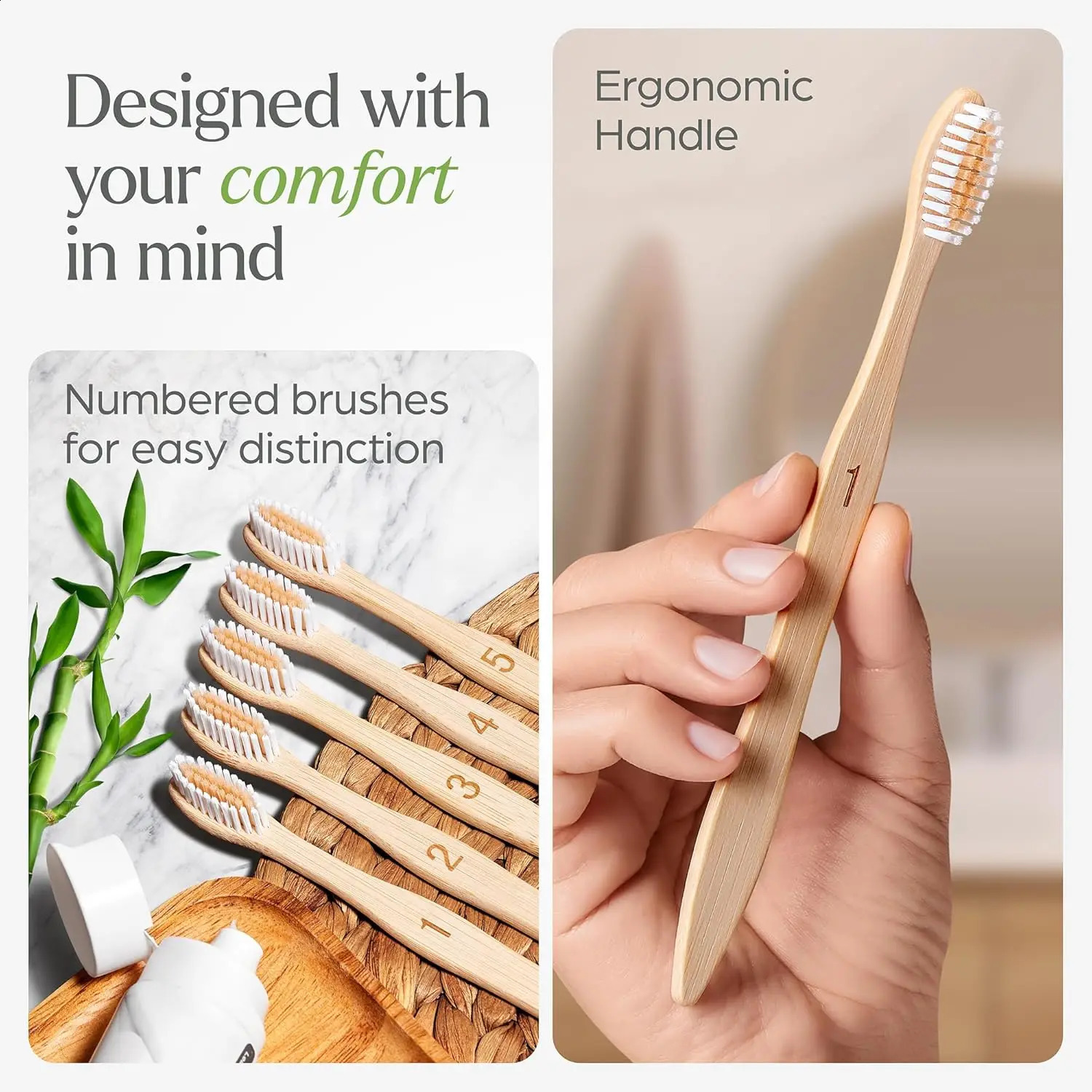 Biodegradable bamboo toothbrush 10 packs environmentally friendly compostable natural wooden toothbrush 250206